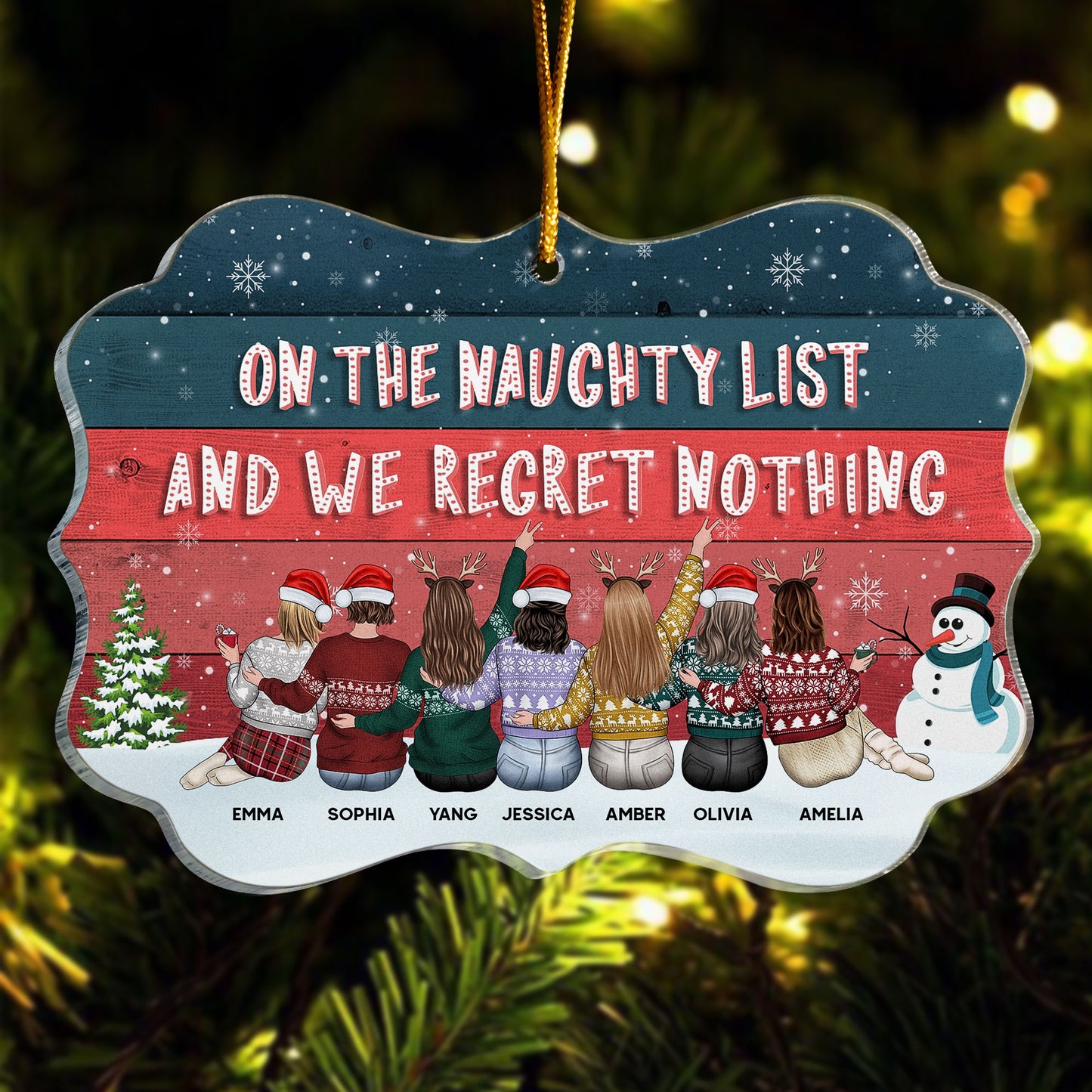 On The Naughty List And We Regret Nothing - Personalized Acrylic Ornament