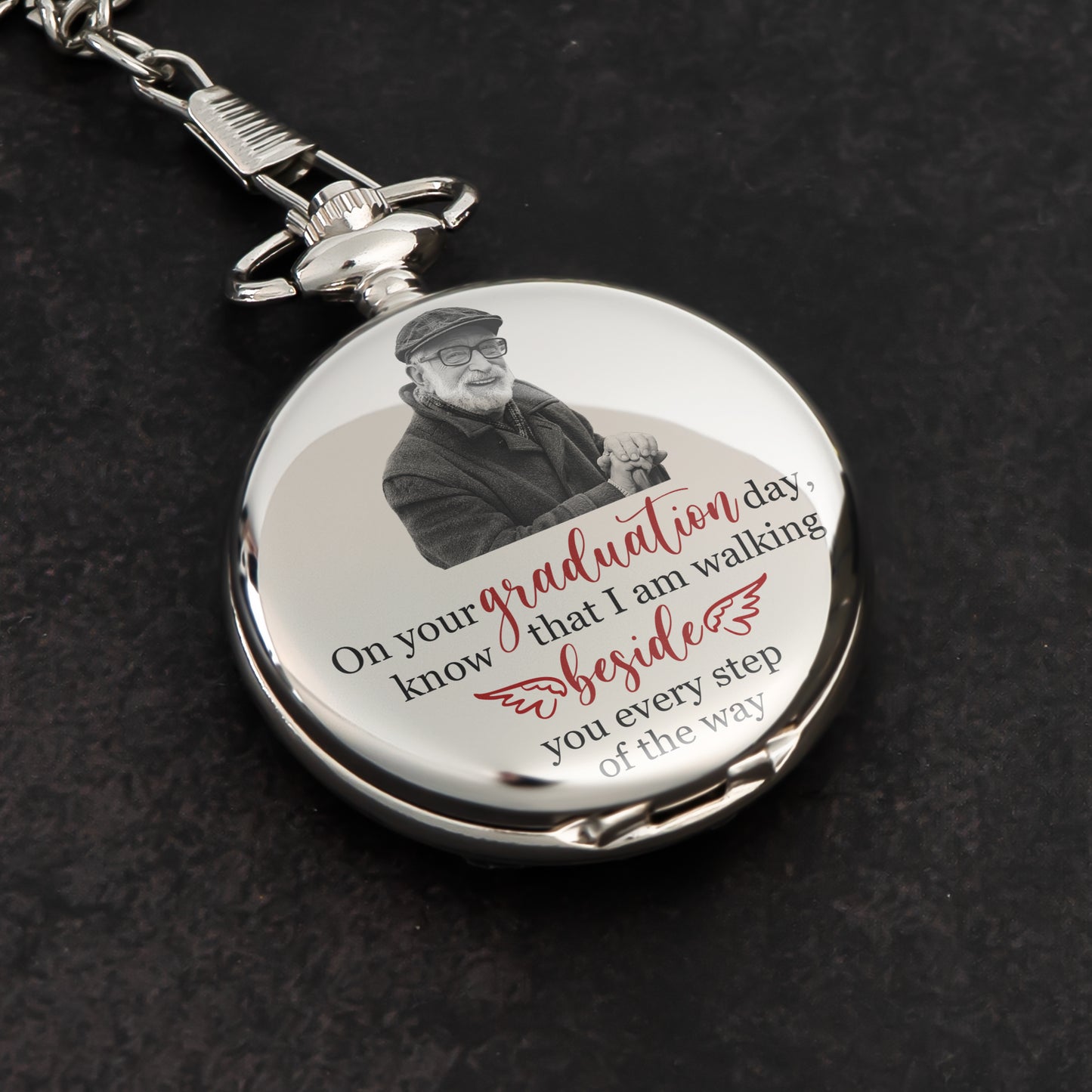 On Your Graduation Day Memorial Custom Photo - Personalized Pocket Watch