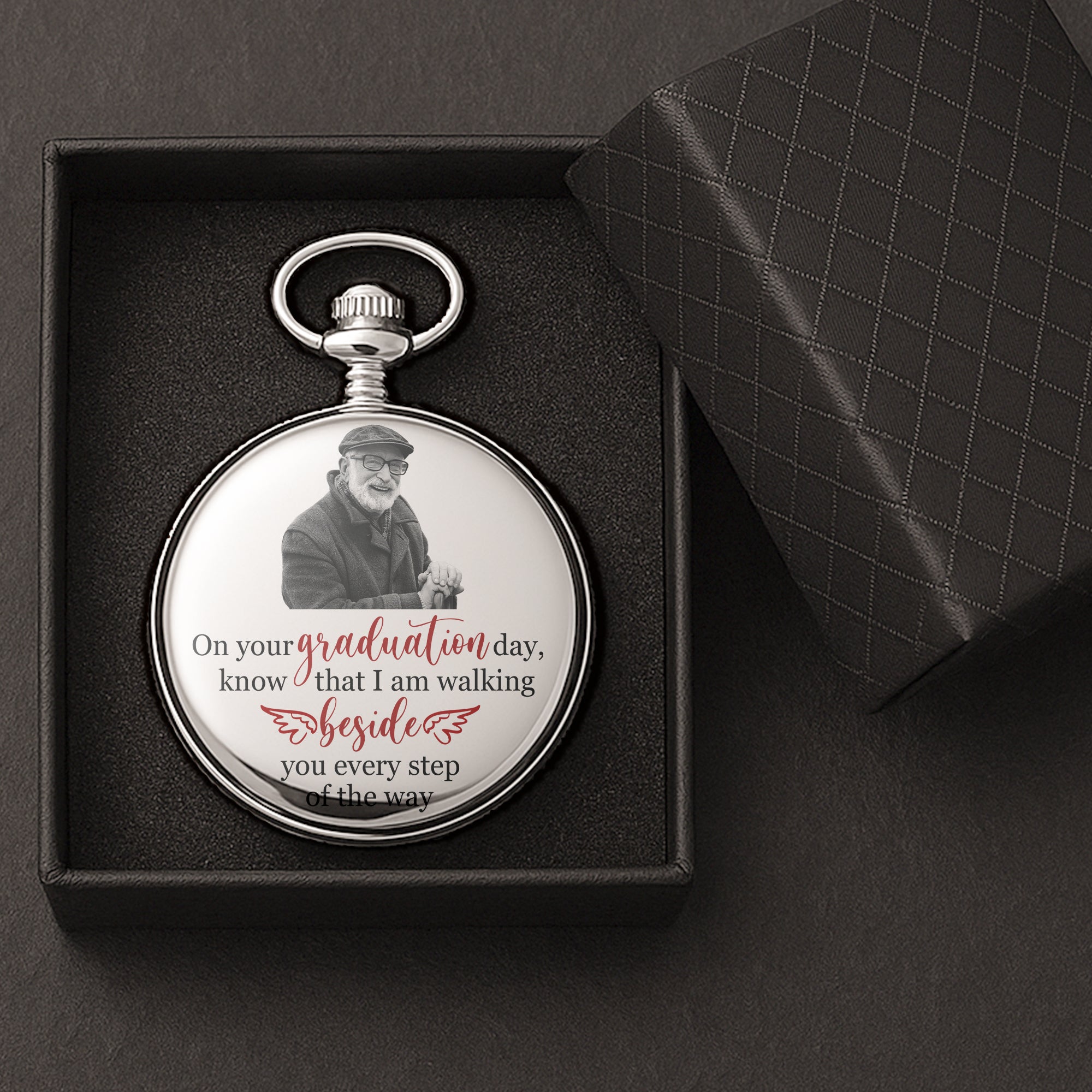 On Your Graduation Day Memorial Custom Photo - Personalized Pocket Watch