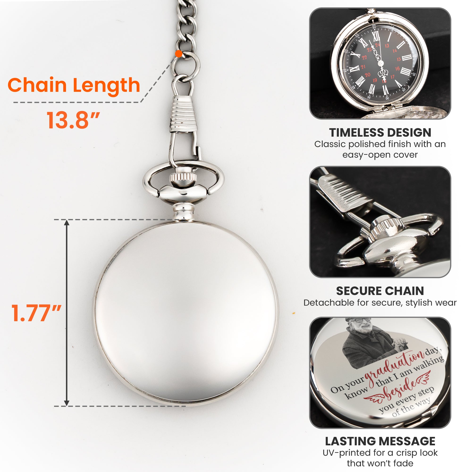 On Your Graduation Day Memorial Custom Photo - Personalized Pocket Watch