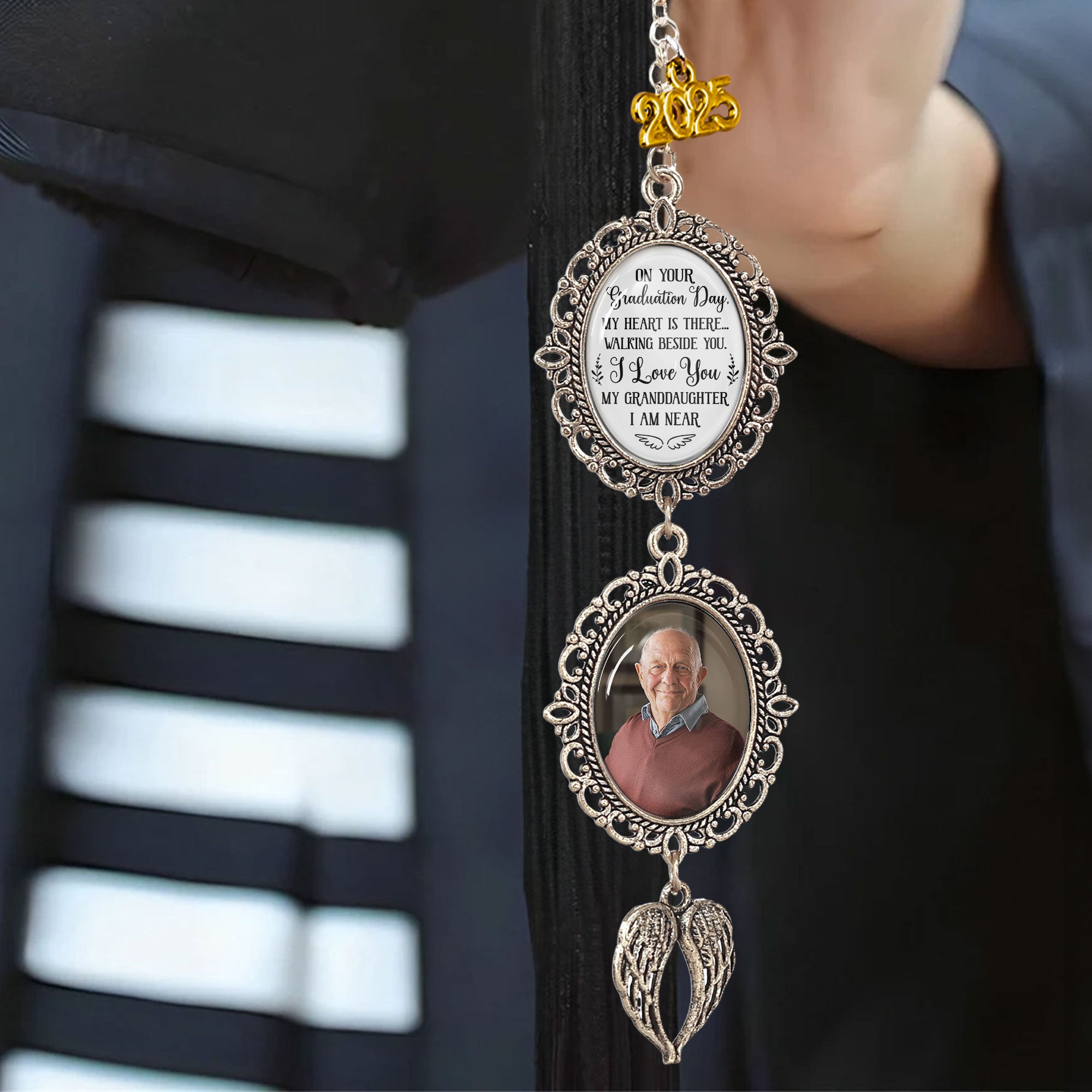 On Your Graduation Day My Heart Is There - Custom Graduation Tassel Photo Charm