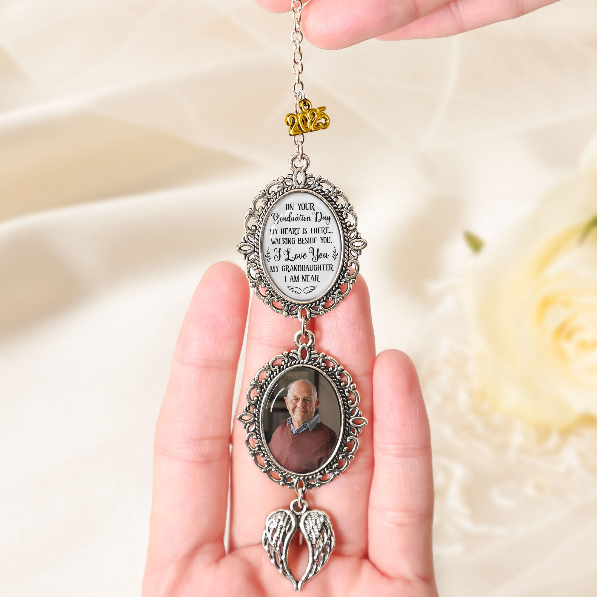 On Your Graduation Day My Heart Is There - Custom Graduation Tassel Photo Charm