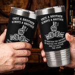 Once A Brother, Always A Brother, No Matter The Distance - Personalized 20oz Leather Wrapped Tumbler