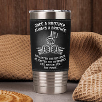Once A Brother, Always A Brother, No Matter The Distance - Personalized 20oz Leather Wrapped Tumbler