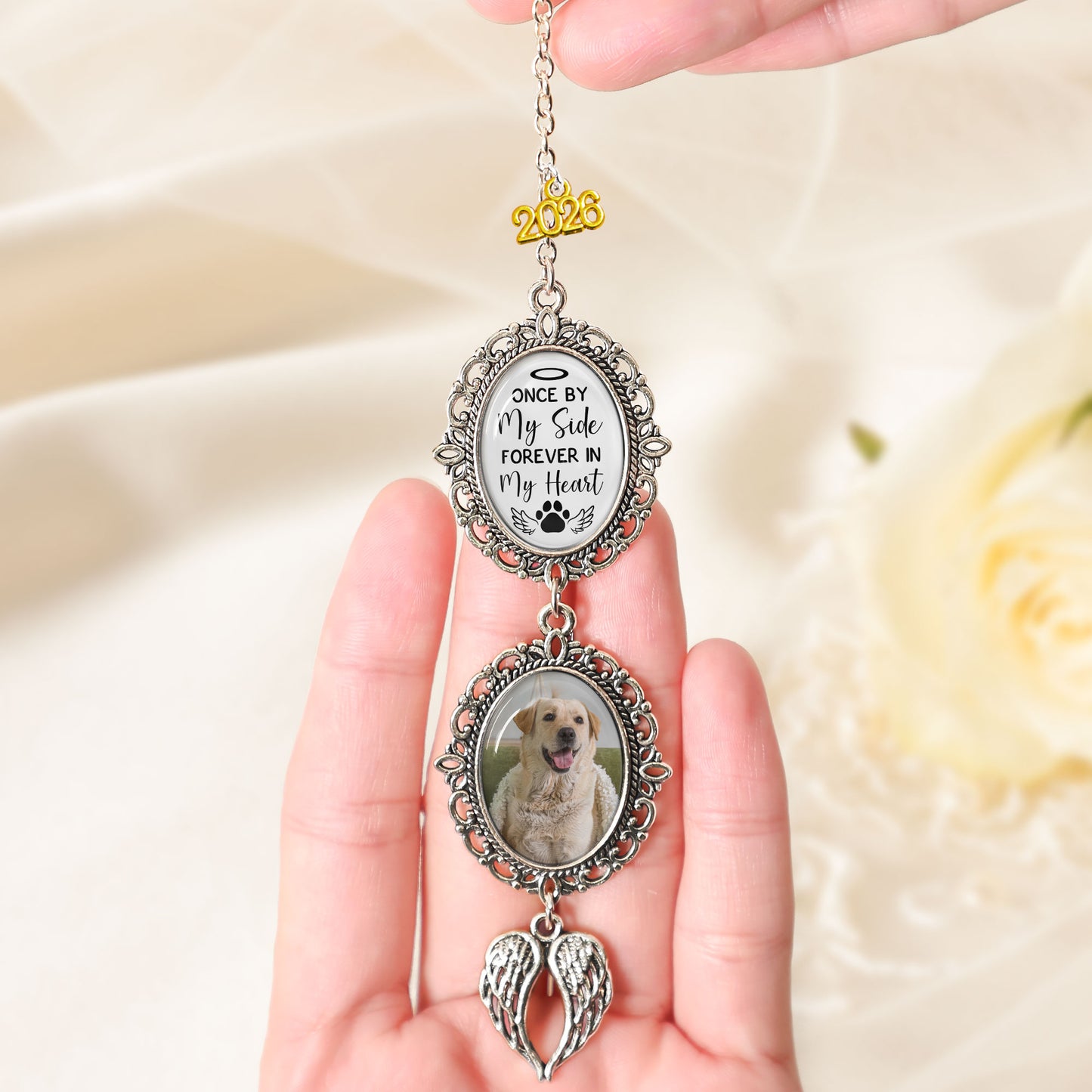 Once By My Side Forever In My Heart Pet Memorial - Custom Graduation Tassel Photo Charm