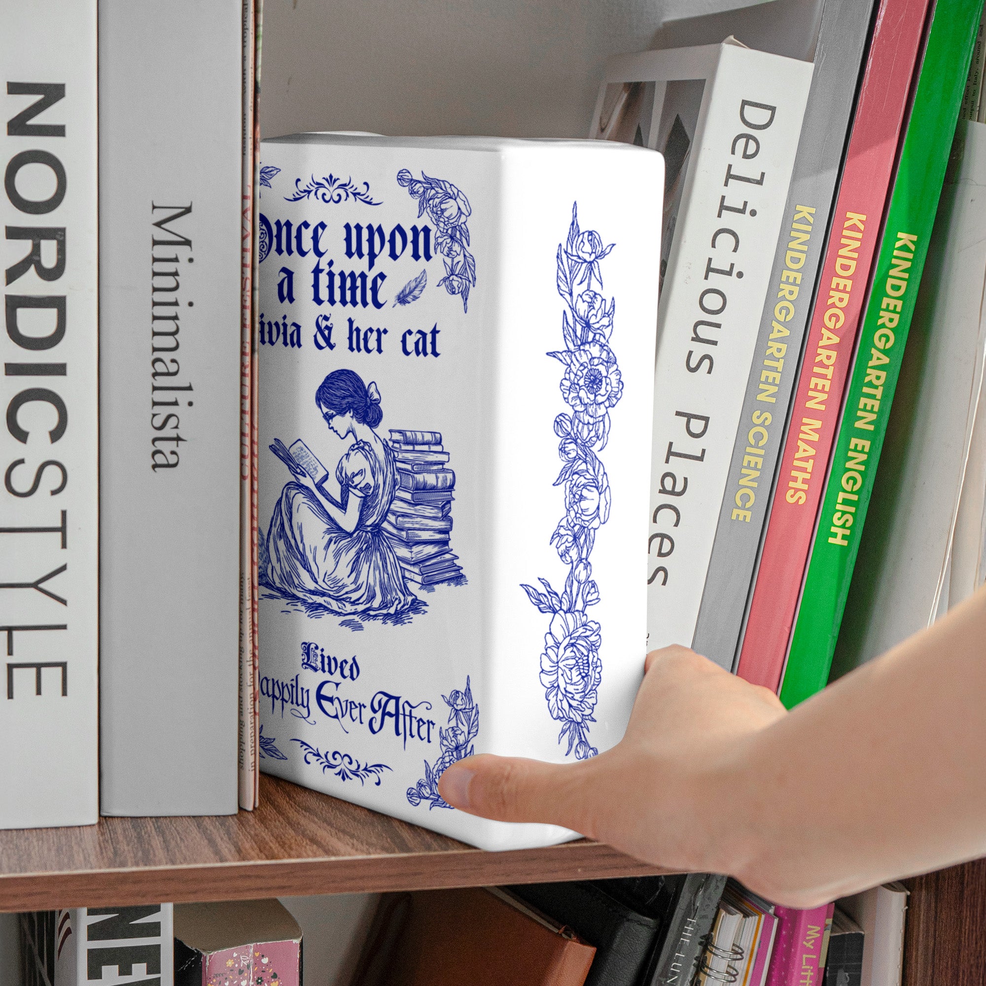 Once Upon A Time, She Lived Happily Ever After - Personalized Ceramic Book Vase