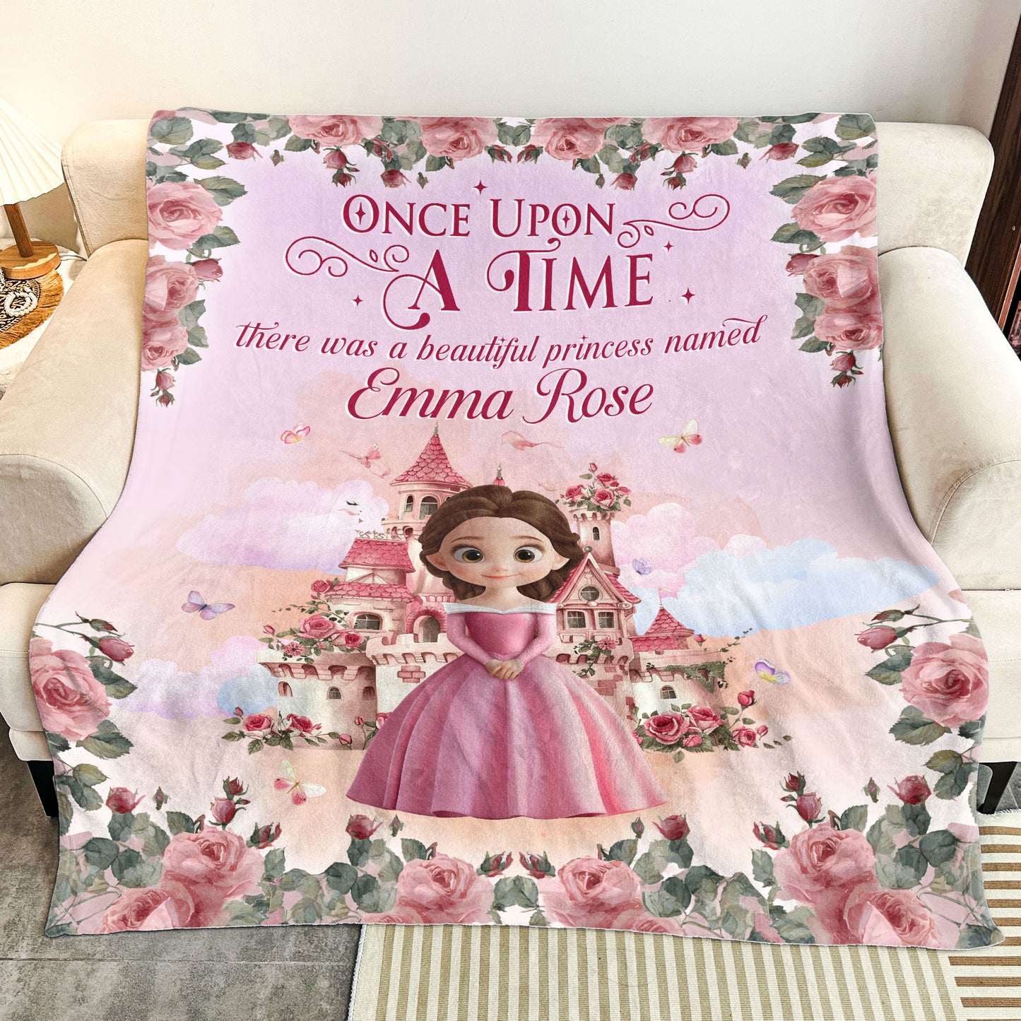 Once Upon A Time, There Was A Beautiful Princess - Personalized Blanket