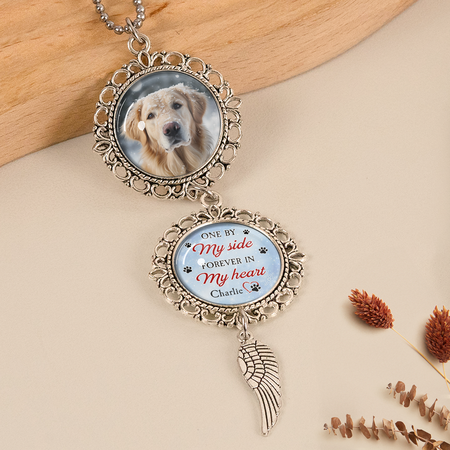 One By My Side, Forever In My Heart - Personalized Car Photo Ornament