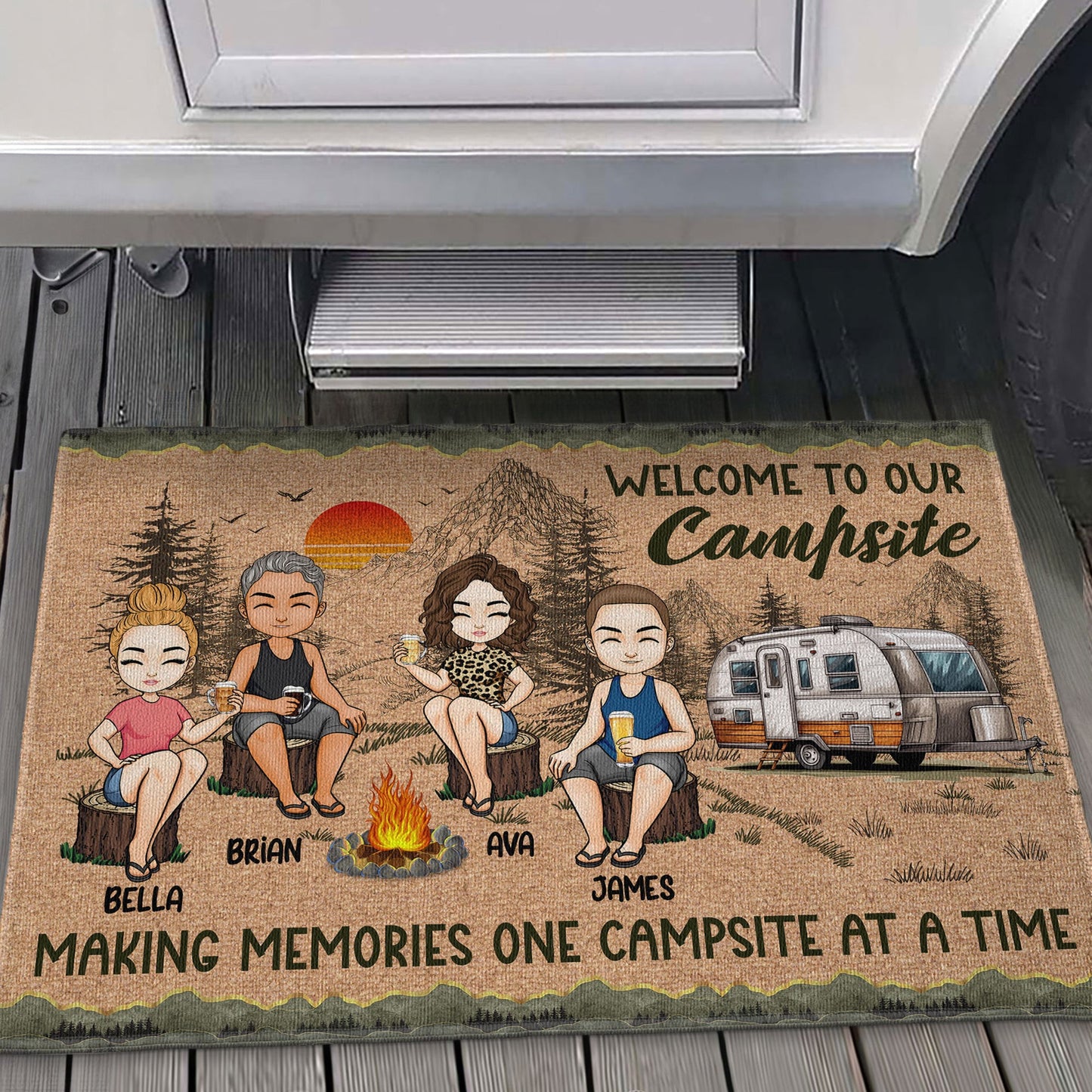 One Campsite At A Time - Personalized Doormat