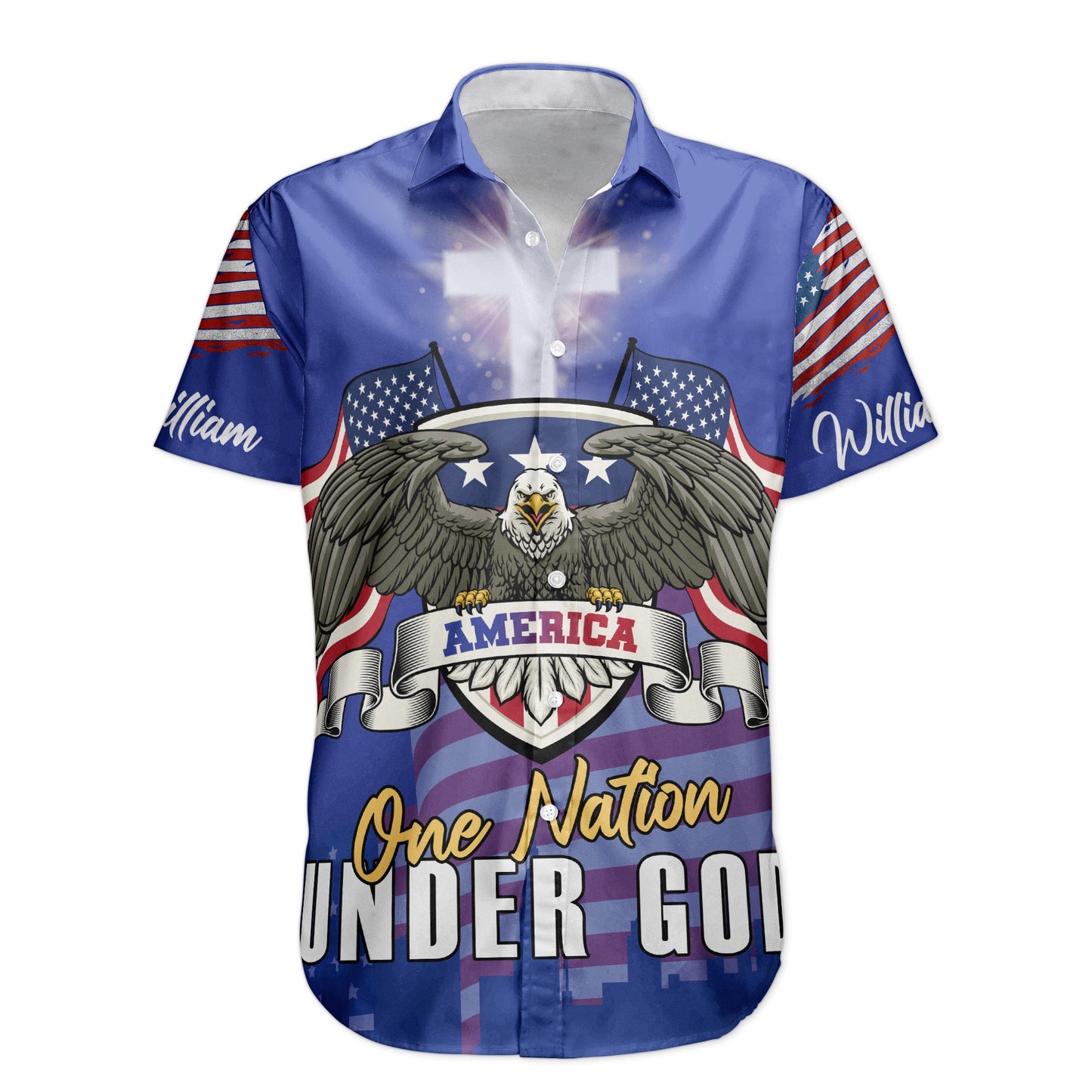 One Nation Under God Christian Patriot Day Hawaiian Shirt  - Custom Hawaiian Shirts