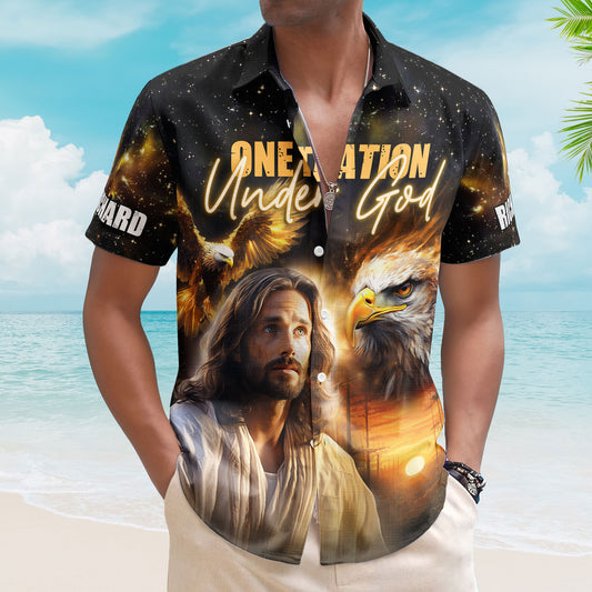 One Nation Under God Jesus Hawaiian Shirt - Custom Hawaiian Shirts