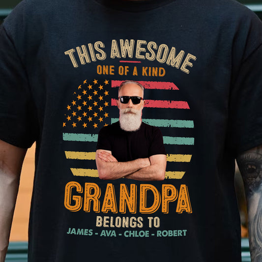 One Of A Kind Grandpa - Personalized Photo Shirt