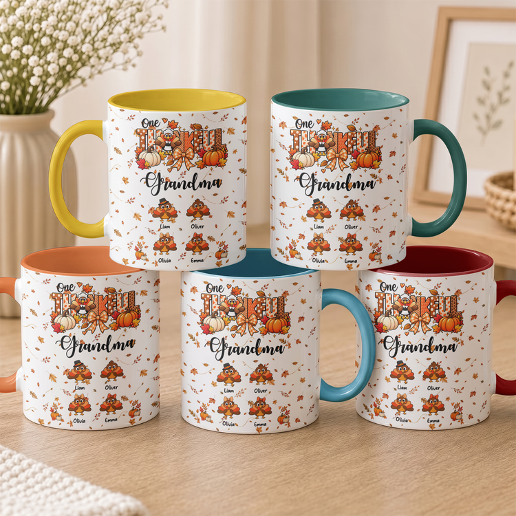 One-Thankful-Grandma-Custom-Grandkids-Turkey-Thanksgiving-Fall-Season-Decorations-Personalized-Mug-3