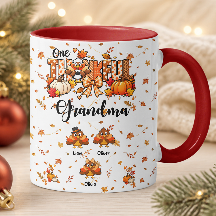 One-Thankful-Grandma-Custom-Grandkids-Turkey-Thanksgiving-Fall-Season-Decorations-Personalized-Mug-5