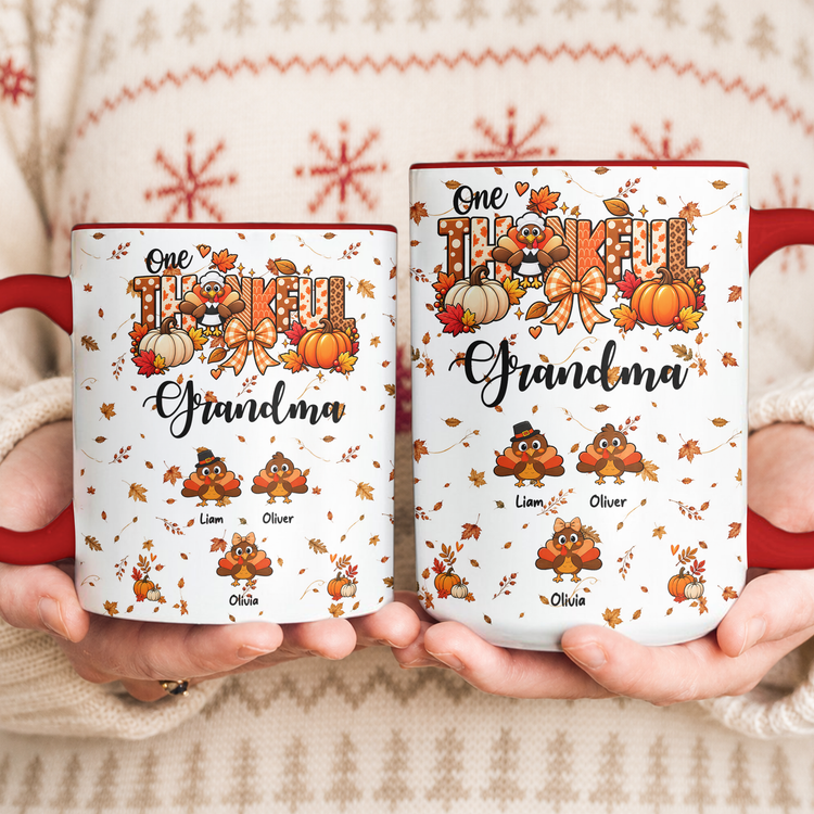 One-Thankful-Grandma-Custom-Grandkids-Turkey-Thanksgiving-Fall-Season-Decorations-Personalized-Mug-7