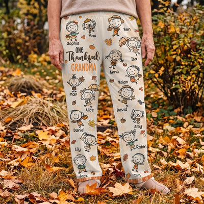 One Thankful Grandma Fall Vibe Doodle - Personalized Lounge Pants