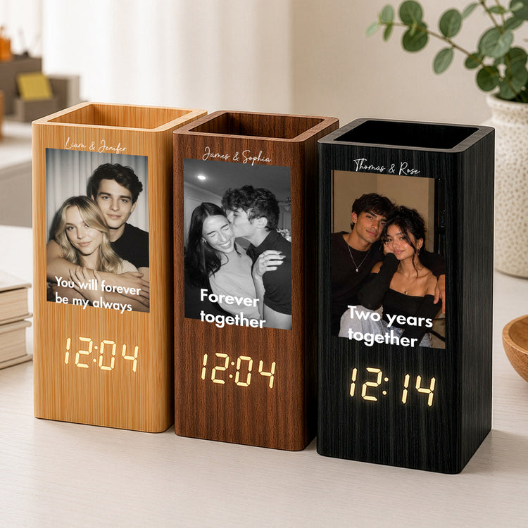 One-Year-Together,-Aniversary-Gift-For-Boyfriend,-For-Him-Personalized-Pen-Holder-With-Clock1