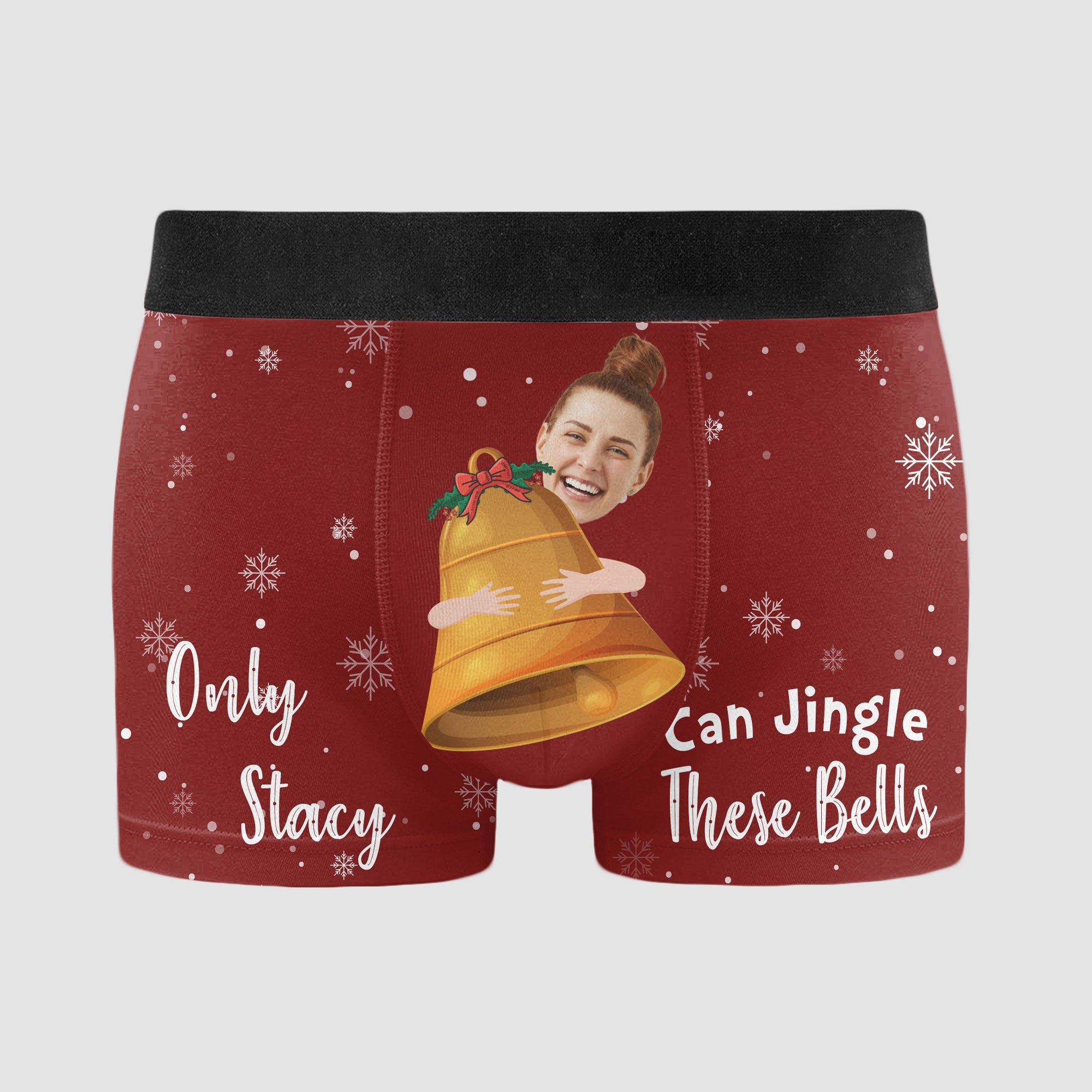 Only Her Can Jingle These Bells Personalized Photo Men s Boxer