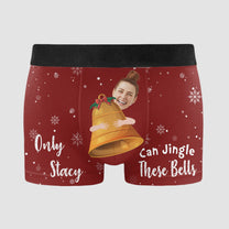 Only Her Can Jingle These Bells - Personalized Photo Men's Boxer Briefs