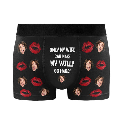 Only My Wife/Girlfriend Can Make My Willy Go Hard - Personalized Men's Boxer Briefs - Birthday Gifts For Men, Husband, Him, Boyfriend