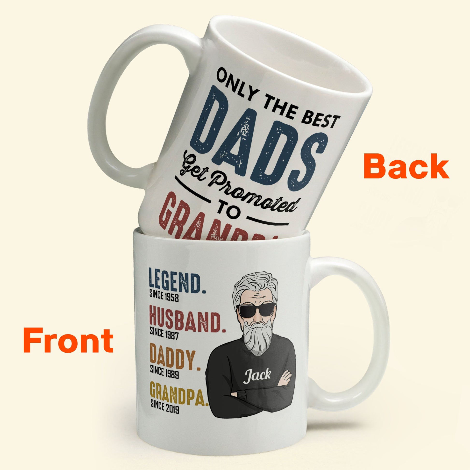 Only The Best Dads Get Promoted To Grandma - Personalized Mug - Birthday & Christmas Gift For Dad, Grandpa, Father, Papa