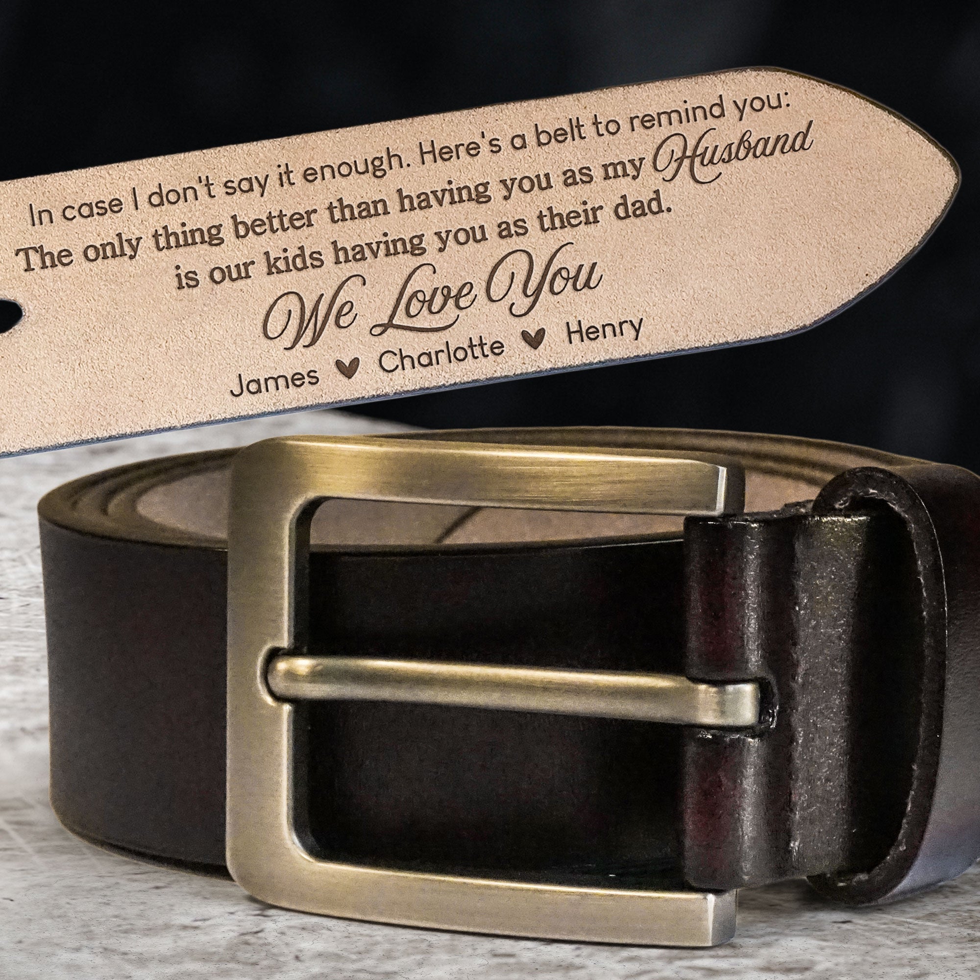 Father's Day Gifts, Only Thing Better Than Having You As Husband - Personalized Engraved Leather Belt
