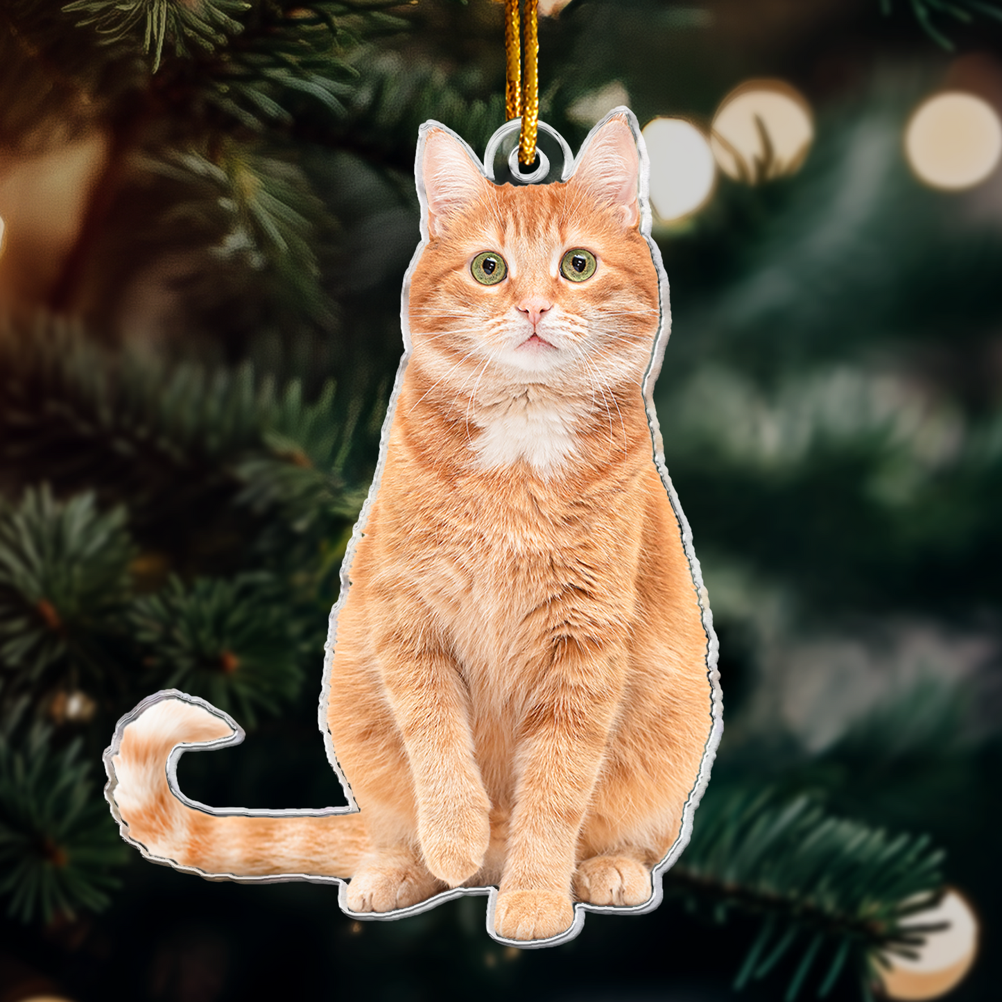 Orange Cat Ornament - Cute Orange Cat - Personalized Acrylic Photo Ornament