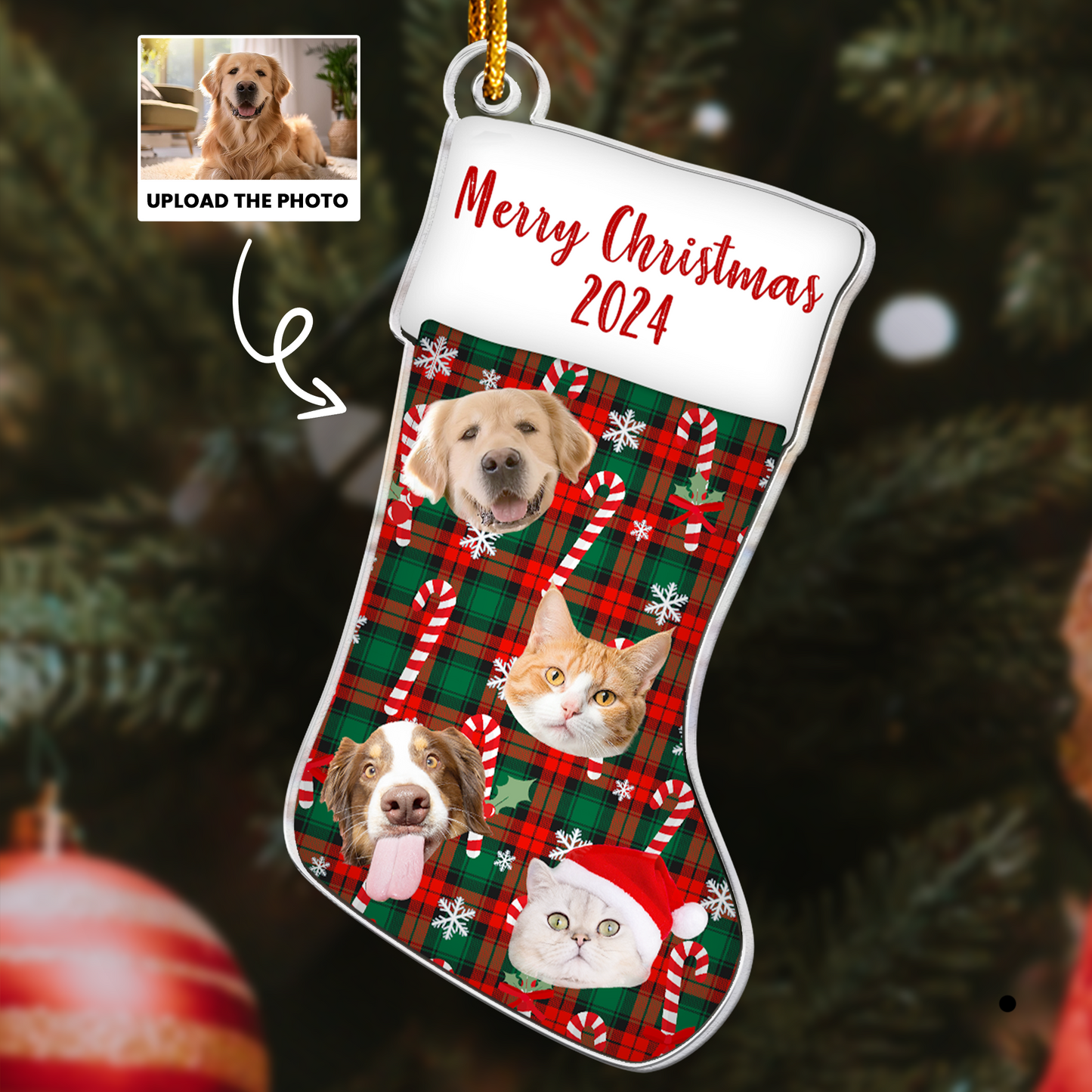 Ornament Custom Photo Christmas Stocking - Personalized Acrylic Photo Ornament