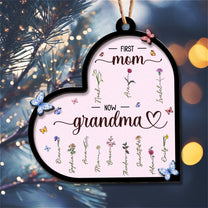 Ornament First Mom Now Grandma - Personalized Wooden Ornament