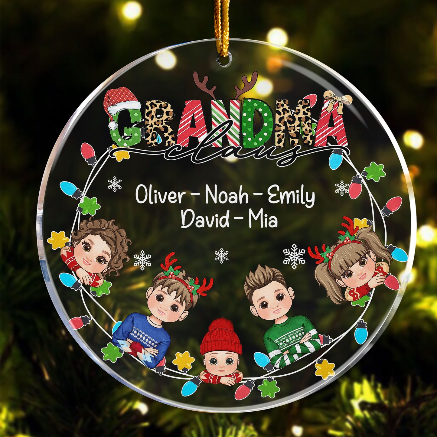 Ornament Gifts For Grandma Claus - Personalized Acrylic Ornament