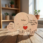 Our 1st Mother's Day Together - Elephant Mom & Baby - Floral Style - Personalized Puzzle
