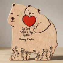 Our 1st Mother's Day Together - Mama Bear Mom & Baby Cub - Floral Style - Personalized Puzzle