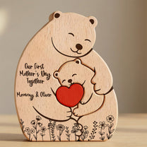 Our 1st Mother's Day Together - Mama Bear Mom & Baby Cub - Floral Style - Personalized Puzzle