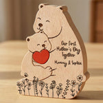 Our 1st Mother's Day Together - Mama Bear Mom & Baby Cub - Floral Style - Personalized Puzzle