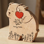 Our 1st Mother's Day Together - Mama Bear Mom & Baby Cub - Floral Style - Personalized Puzzle
