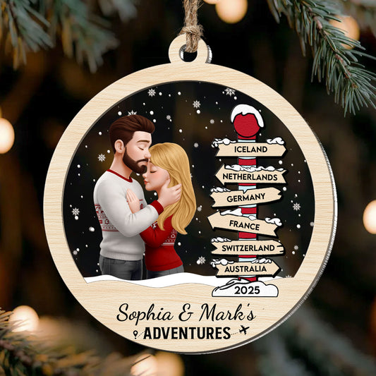 Our Adventures - Personalized Wood And Acrylic Ornament