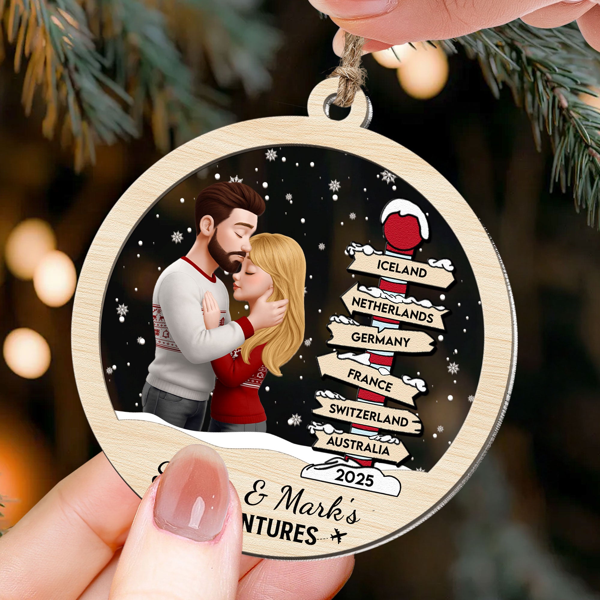 Our Adventures - Personalized Wood And Acrylic Ornament