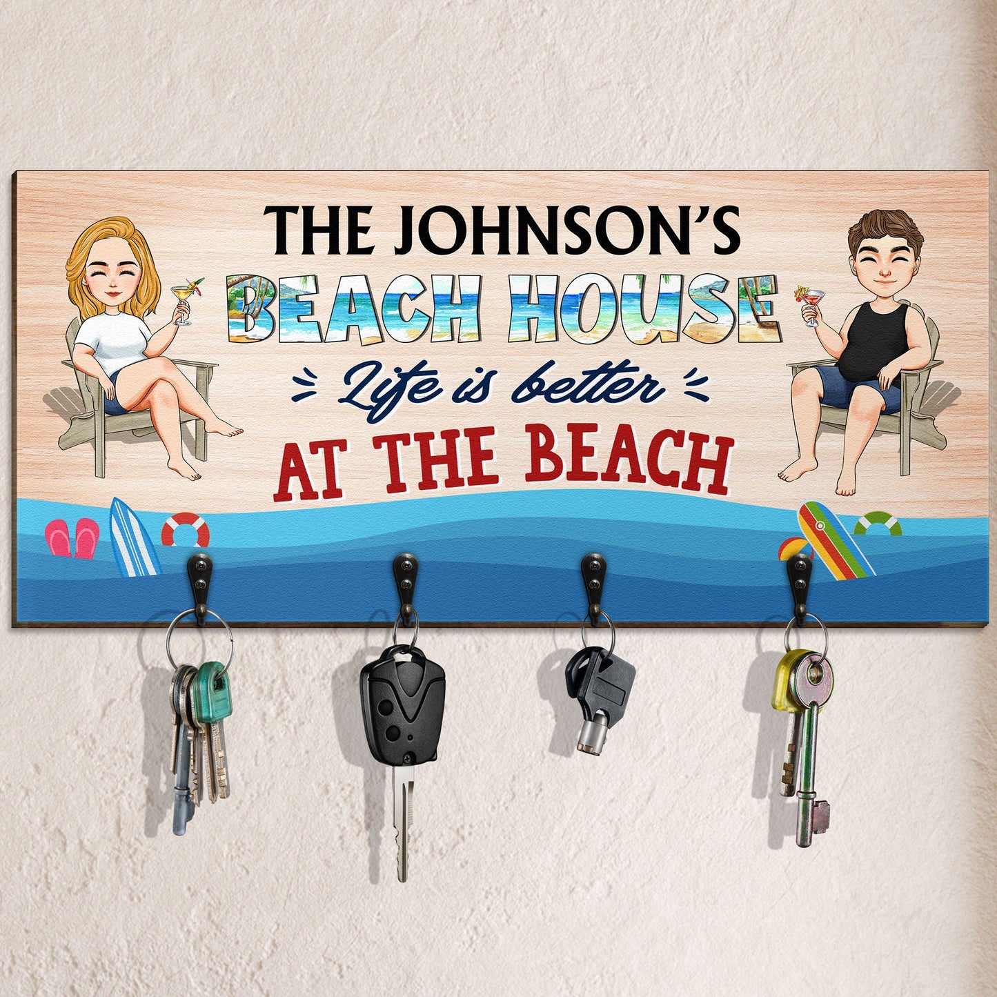 Our Beach House - Personalized Custom Key Holder