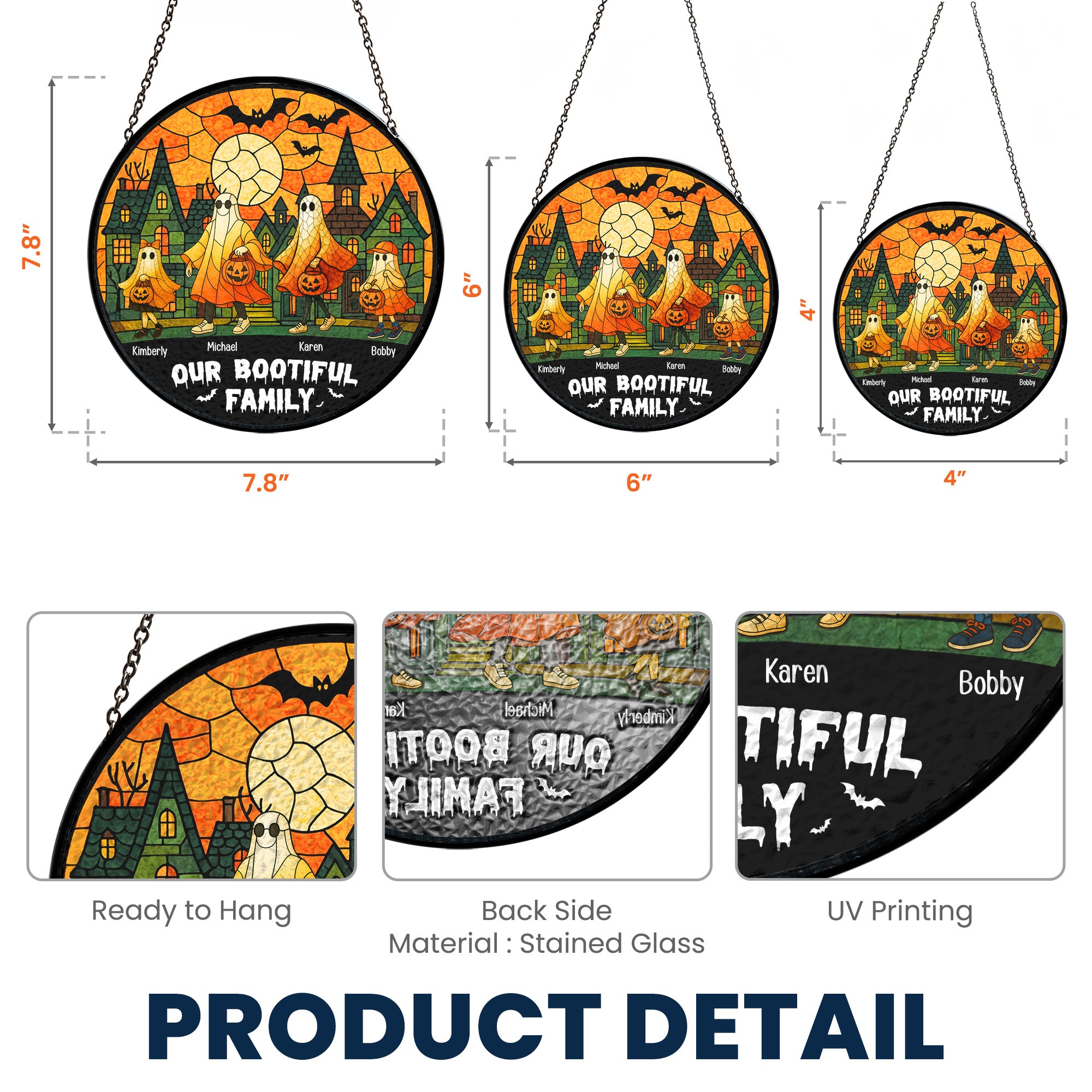 Our Bootiful Family - Personalized Stained Glass Window Hanging Suncatcher