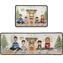 Our Christmas Family Sitting Vintage Style - Personalized Runner Rug
