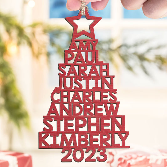 Our Family 2023 Christmas Tree - Custom Family Name Wooden Ornament