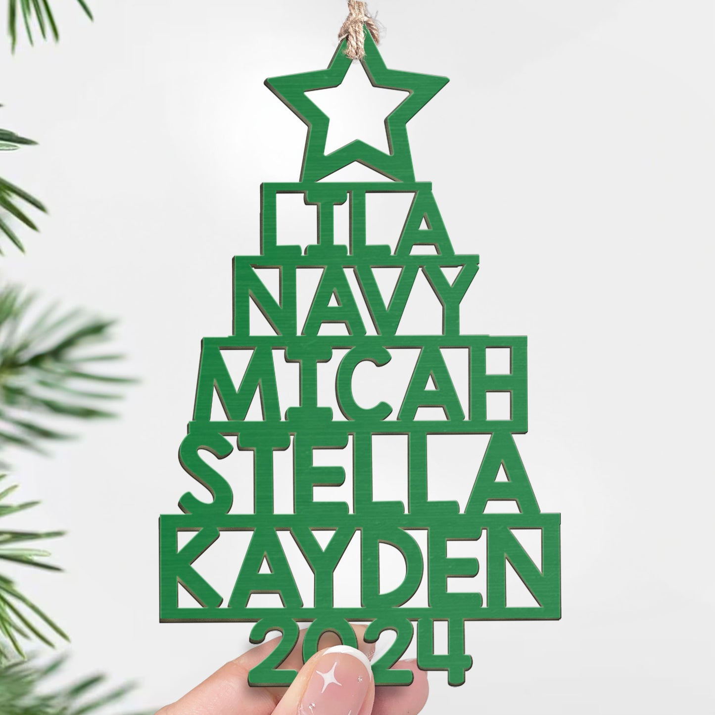 Our Family 2023 Christmas Tree - Custom Family Name Wooden Ornament