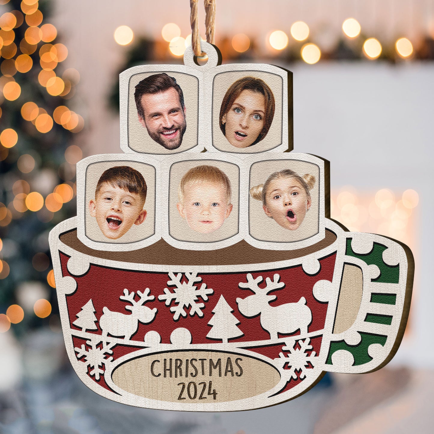 Our Family 2024 - Personalized Wooden Photo Ornament