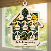 Our Family At Christmas 2024 - Personalized Suncatcher Ornament