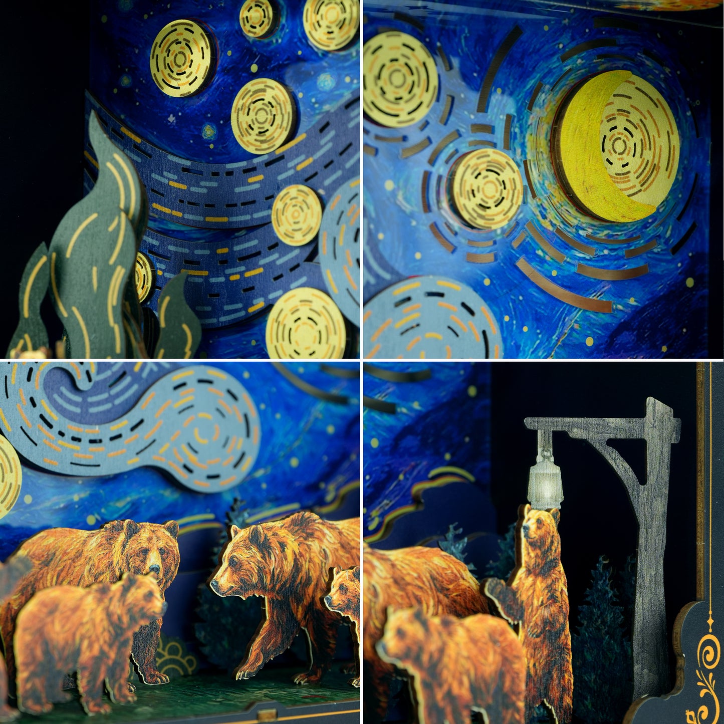 Our Family - Bear Family - Starry Night Theme - Personalized DIY Book Nook Kit
