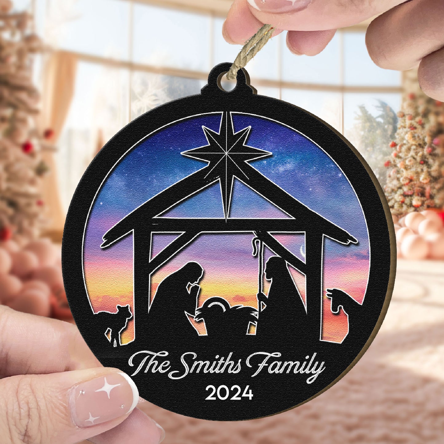 Our Family Is Built On A Stable Foundation- Nativity - Personalized Wooden Ornament