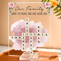 Our Family Love, Name Scrabble Style - Personalized Acrylic Plaque