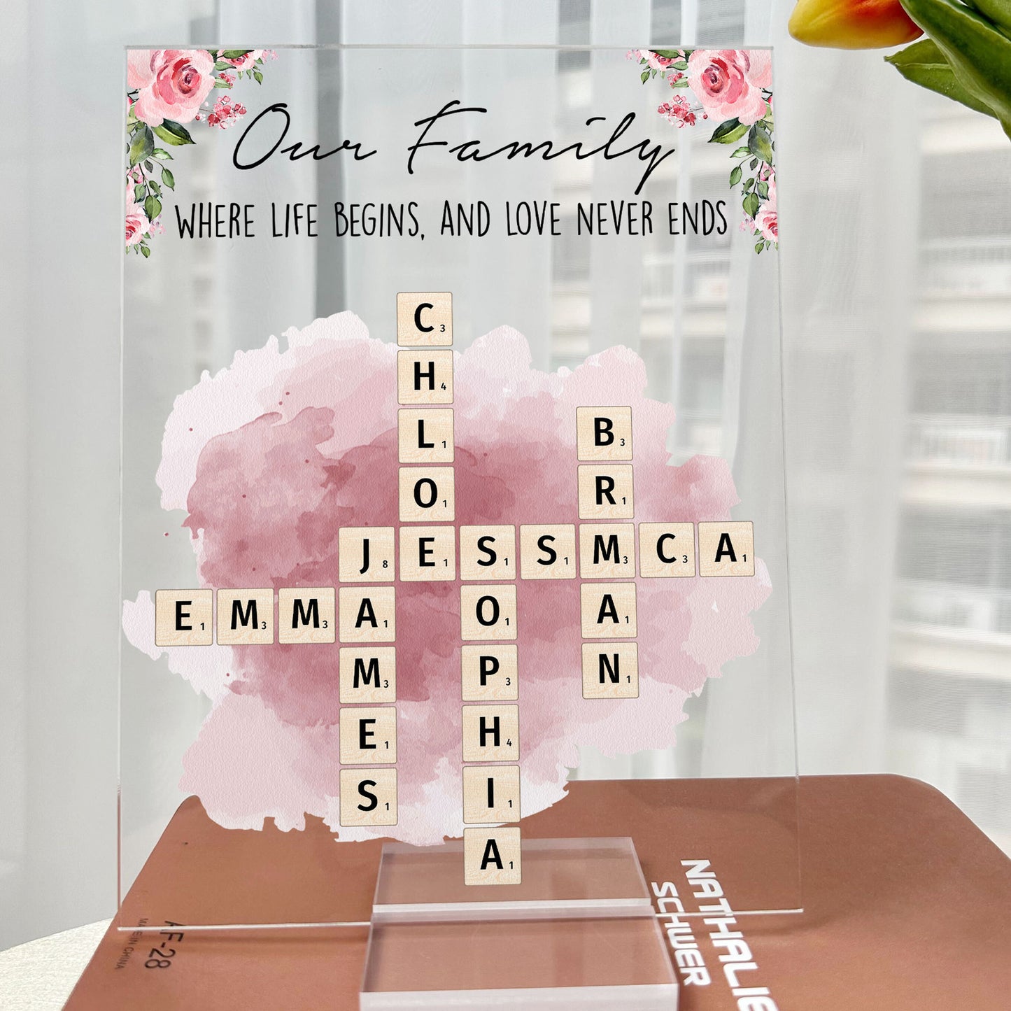 Our Family Love, Name Scrabble Style - Personalized Acrylic Plaque