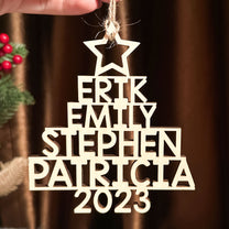Custom Family Names 2023 Christmas Tree Ornament Up To 14 Names - Family, Group, Coworkers Wooden Shaped Ornament