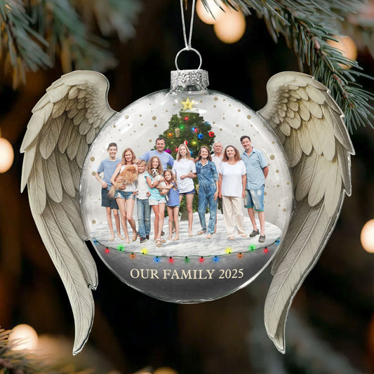 Our Family Photo Christmas Ornament - Personalized Glass Photo Ornament